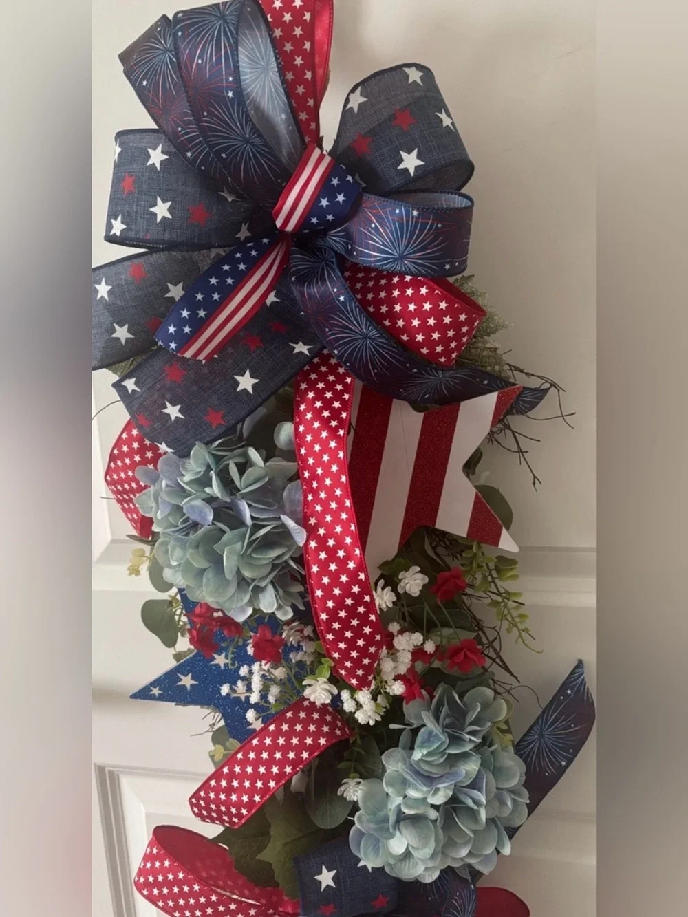 Patriotic Summertime America Star Door Swag 250th Americana Red Blue Final Sale